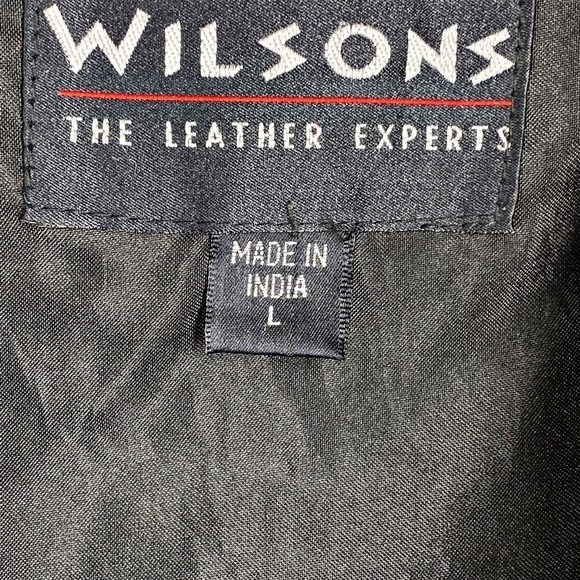 WILSON’S LEATHER Black Leather Biker Moto Vest, Size Large - Picture 5 of 9